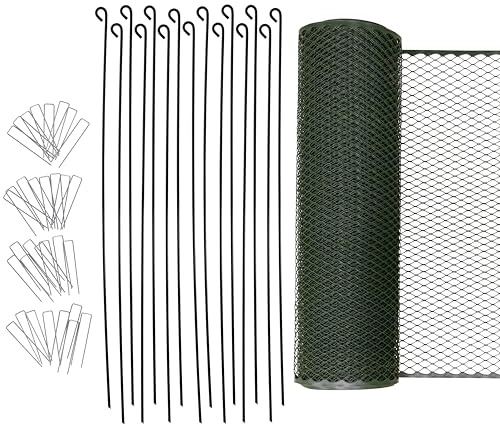 Kerbl Hobbyfarming Valla Universal Multifence, 25 m de Largo, 0,90 m de Alto 15 Varillas de Montaje, 30 Clavijas en U, Verdes
