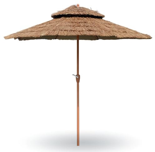 Ombrellone Tiki in Paglia da 265 Cm, Ombrellone da Spiaggia in Stile Hawaiano, per Patio, Giardino, Spiaggia, Cortile