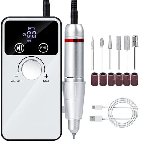 Juqoyue Taladro Eléctrico Portátil para Uñas V5, Amoladora de Uñas Profesional, Estilo Bolígrafo, Máquina Pulidora de Uñas Recargable, Máquina para Decoración de Uñas