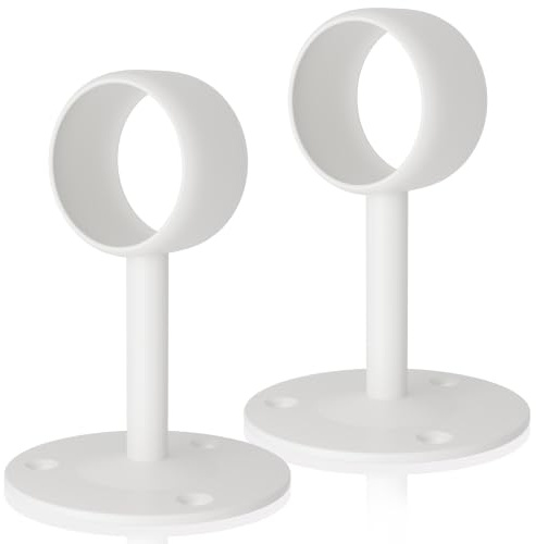 SAYAYO Soporte Barra Cortina Techo Blanco Soporte Barra Armario Pared 38mm Diámetro Acero Inoxidable 2 Piezas Accesorios de Cortinas Barra de Armario, Ducha, Dormitorio