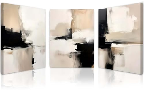 Qiukoo Set of 3 Modern Canvas Wall Art Framed Abstract Prints Waterproof Fabric with Hooks Wall Decoration Artwork Prints for Living Room Bedroom Pictures 12x16 Inch
