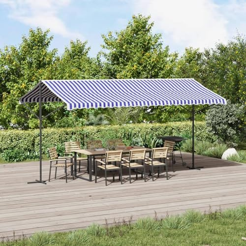 Festnight Store Double Pente 5 x 3 m Store Banne Rétractable Inclinaison Réglable Pour Balcons Terrasses Et Jardin Blanc