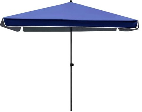 Grand Parasol de Jardin Rectangulaire d'Extérieur, Parasol Terrasse, Parasols Balcon avec Système de Levage pour Jardin, Arrière-Cour et Plage(Blue,6.5x6.5 ft/2x2 m)