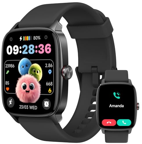 YMZ Smartwatch Damen Herren, 1.85 Fitness Tracker mit Bluetooth Anrufe, KI Sprachassistent, 100+ Sportmodi, Herzfrequenz SpO2 Schlafmonitor Schrittzähler, IP68 Wasserdicht Sportuhr für iOS Android