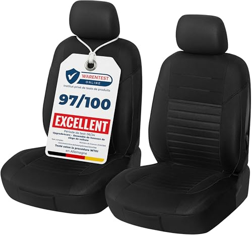 Upgrade4cars Fundas para Asientos Delanteros Set Versión 2026 | Fundas Protectores Universales en Negro para Conductor y Acompañante | Accesorios Coches Interior Decoración