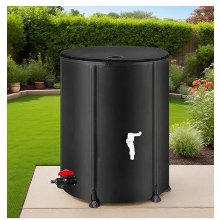 Tonneau de pluie pliable, réservoir de stockage d'eau portable en PVC avec fermeture éclair pour la collecte de l'eau de pluie, idéal pour le jardin et le jardin