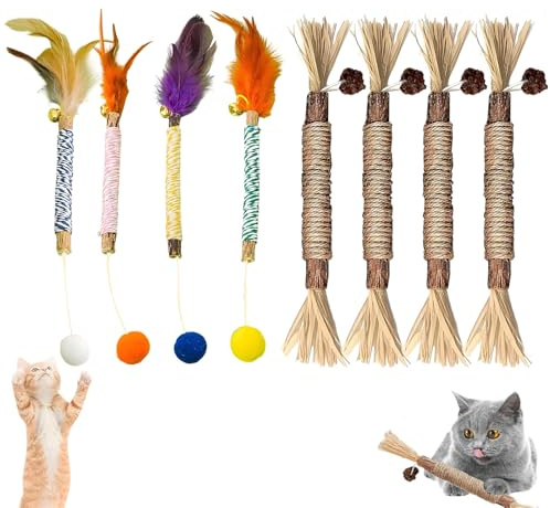 Eiflayn Matatabi para Gatos,8 Piezas Catnip para Gato,Hierba Gatera para Gatos,Juguete Gato,para El Cuidado Bucal de Los, para Eliminar El Mal Aliento