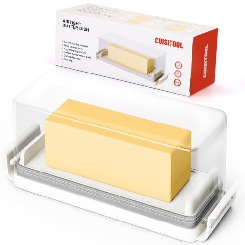 Butterdose mit Deckel luftdichter Butterbehälter Kunststoff für Kühlschrank | Butterdose mit Verschluss für 150 g und 200 g Butter, abschließbare Butteraufbewahrung für die Arbeitsplatte, BPA-frei