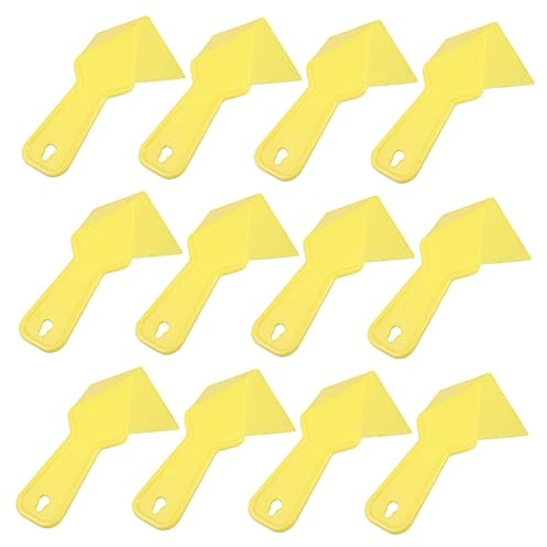 DECOMELODY Ensemble de 12 Grattoirs D'angle en Plastique Jaune Épaissi pour Cloisons Sèches, Outil Tout-en-un Facile à Transporter pour Enduit et Finition