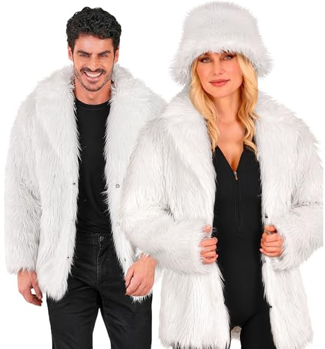 W WIDMANN MILANO Party Fashion - Giacca in pelliccia sintetica per donna e uomo, giacca in peluche, costume, abito da festa per carnevale e festival