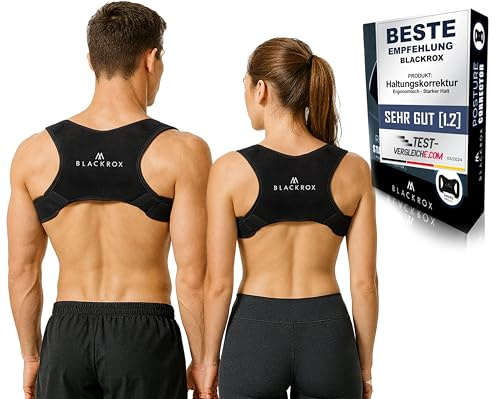 BLACKROX® POSTUROX V1 Rücken-Geradehalter- Unterstützt eine aufrechte Haltung im Alltag & Beruf – Atmungsaktiv, verstellbar, unauffällig tragbar (Grau)