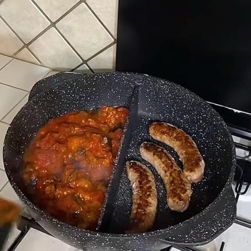 Generico Padella Duo in Pietra Lavica 36 cm, Antiaderente Naturale, Artigianale Made in Italy, per Gas e Forno