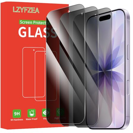 LZYFZEA 3-pack skärmskydd för iPhone 17 privacy screen protector, 9H hårdhet, bubbelfri, reptålig, fodral kompatibel