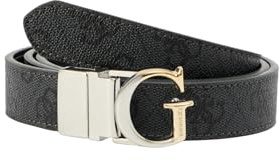 GUESS Gürtel Adjustable & Reversible Pant Belt H25 W95 Coal Logo dunkelgrau kürzbar wendbar
