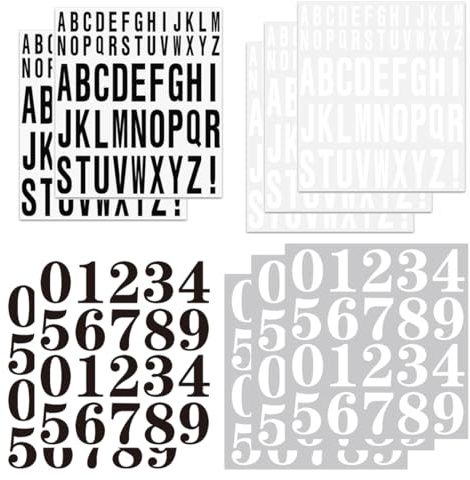 Lettre Autocollantes, 365 pièces, Imperméable à L'eau, Lettres Et Chiffres Autocollant, Majuscules, Utilisé Pour porte-documents, affiches, boîtes aux lettres, blanc et noir, 5 cm/3 cm