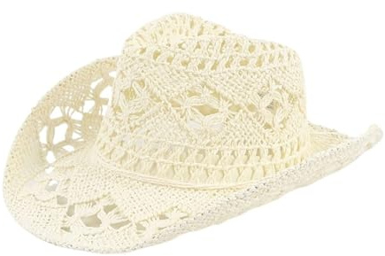 SHBHWS Sombreros de paja vaquero tejidos a mano for exteriores verano, gorra jazz playera transpirable ala ancha Para Halloween y Festivales