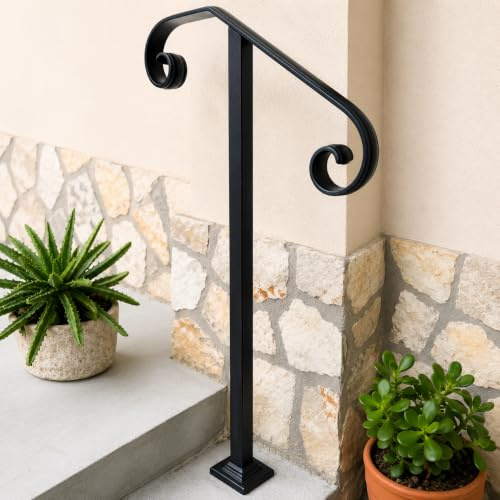 FERMEG Corrimano Imperial in Ferro Battuto per 2-3 Gradini, H 100 cm, Sezione 30x30 mm, Kit con Staffe e Tasselli, Made in Italy (L 70 cm)