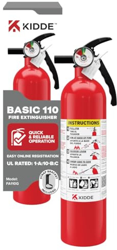 Kidde FA110G Multi Purpose Fire Extinguisher, Wall Mount, for Home/Office/Dorm/Residential, 1A10BC