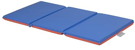 ECR4Kids Premium Folding Rest Mat, 3-Section, 2in, Sleeping Pad, Blue/Red