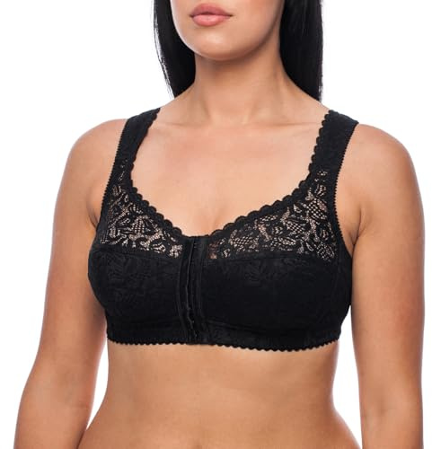 frugue Women's Front Fastening Bra Plus Size Wireless Minimiser Support UK