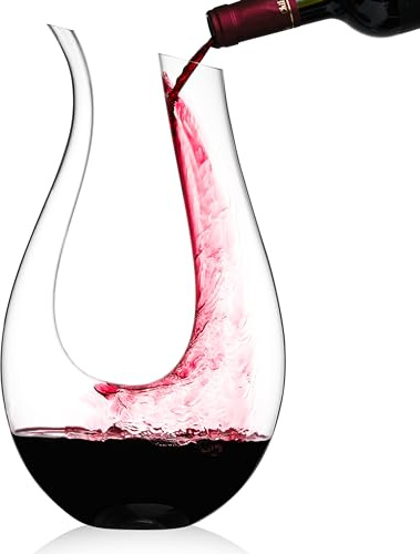 Galashield Wine Decanter 100% Hand Blown Lead-free Crystal Glass Red Wine Carafe U Shape Wine Aerator