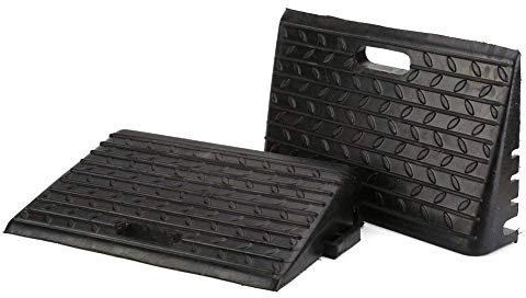 Heavy Duty Car Ramp, 2PCS Black Portable Rubber Kerb Ramps with Anti-Slip Treads for Car Scooter Caravan Wheelchair Disabled Access, 48.5 x 30 x 9.5cm