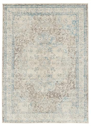 RugVista Nadia Teppich, 160 x 230 cm, Cremeweiß/Greige | Vintage, Rechteckig, Niedriger Stapel, Nur chemische Reinigung, Oeko-Tex 100