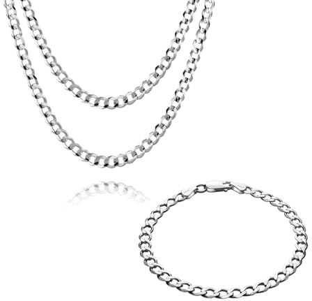 STERLL Herren Schmuck set Kette und Armband Sterling-Silber 925 Schmucketui die Besten Männer Geschenke