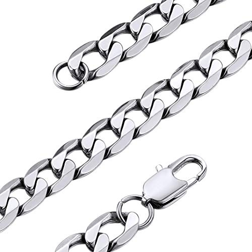 GoldChic Panzerkette Herren Damen Edelstahl Kette panzer Halskette Kubanische Edelstahlkette Männer Silberkette Gliederkette Schmuck Hip Hop Kette 66CM , 9MM breit , in Silber