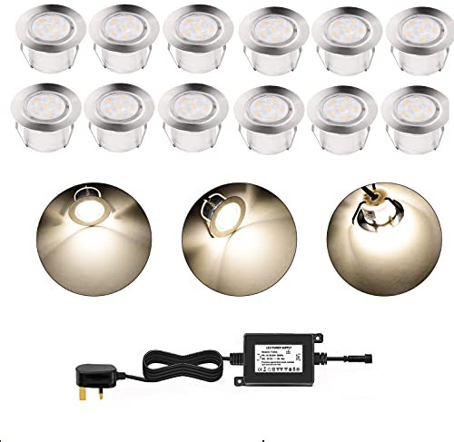 CISLAN 45mm LED Decking Floor Lights IP67 Waterproof Warm White Decorative Recessed Light for Outdoor, Garden, Floor Tile, Staircase, Wall Corner, Bathroom