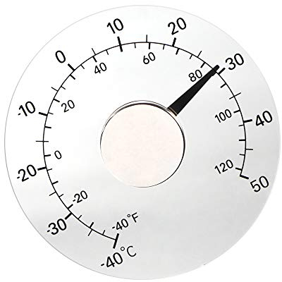 TIEMORE Fensterthermometer zur Wandmontage, transparente Temperatur für den Innen- und Außenbereich, Fensterthermometer, selbstklebend, Überwachung der Temperatur des Zeigers, wasserdicht, transparent