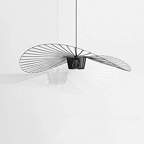 Hängeleuchte Vintage Wohnzimmer LED Vertigo Pendelleuchte (Licht Höhenverstellbar) Fiberglas/PU Hut Lichter E27 Kronleuchter für Restaurant Schatten (140 cm, Schwarz)