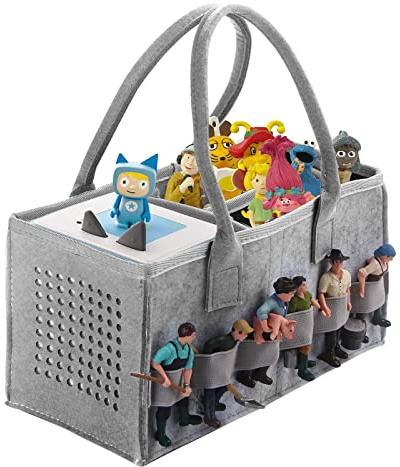 Chedin Toniebox Tasche für Tonie, Aufbewahrungsbox mit Griff, für Toniebox Starterset und Tonies Figur, Zubehör, Schutzhülle für über 30 Figuren (Grau + Grau)