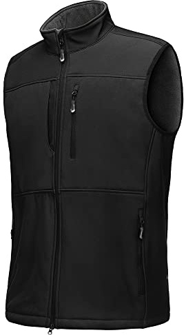 33,000ft Men's Waterproof Softshell Gilets Fleece Lined Sleeveless Jackets | 7 Pockets Body Warmers, Windproof Lightweight Golf Outerwear Gilet, 2-Way Zipper, Cycling Vest for Running Hiking