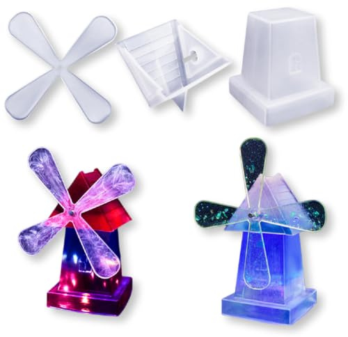 DeryArcle Rotating Windmill Resin Mould Pinwheel Epoxy Silicone Moulds 3D Crystal Ornament Casting Mold for DIY Crafts Home Garden Desktop Decoration