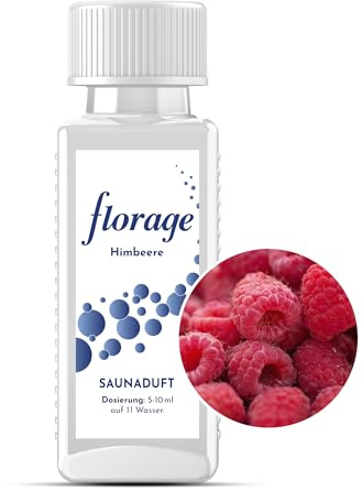 Florage 100ml Saunaaufguss HIMBEERE - 50 Jahre Erfahrung als deutsche Duftmanufaktur, hochergiebiges Aufgussmittel für die Sauna, viele Aufguss Düfte, vegan und ohne Tierversuche, auch als Set