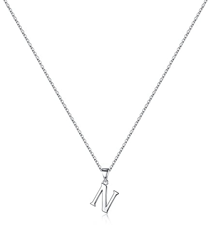 TINGN Halskette Damen Silber 925 Kette, Hypoallergene Silber Kette mit Buchstabe Anhänger Kette Silber Halskette Geburtstag Geschenke für Frauen Mama Freundin Teenager Mädchen (mit Geschenkbox)