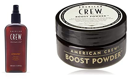 AMERICAN CREW – Classic Alternator Finishing Spray, 100 ml & Classic Boost Powder, 10 g, Stylingpuder für Männer, Haarprodukt mit mittlerem Halt, für dichteres, griffigeres Haar & ein mattes Finish
