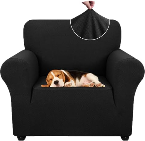 Ystyle Sofa überzug 1 Sitzer Mit Armlehne, Stretch Sofabezug rutschfest, Modern Sofa Cover Für Hunde Haustiere, Atmungsaktiv Couch überzug Mit Elastic Bottom, Schwarz