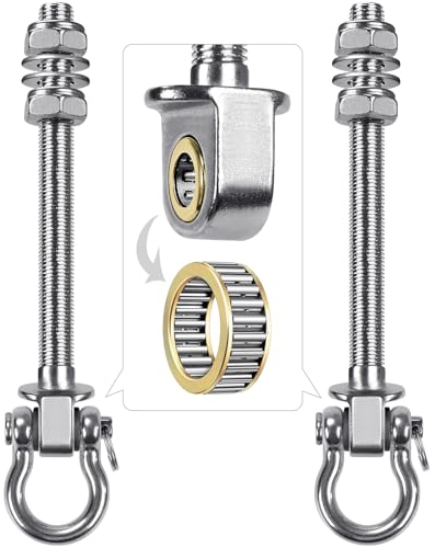 Dolibest 2piezas Colgador de Hamaca 17.5cm Pernos Gancho MosquetóN Colgante, 180° Acero Inoxidable Giratorio Kit Montaje Juego Cojinetes Interior Exterior Parque Saco de Boxeo Saco Arena, 1500libras