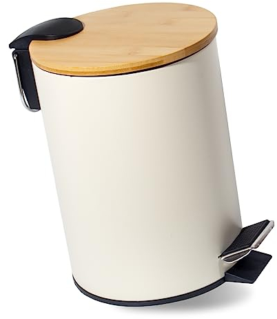 GREELUE 3L Kosmetikeimer Metall, Badezimmer Mülleimer mit deckel, Mülleimer Bad mit Absenkautomatik (Soft Close) (Beige 3L)