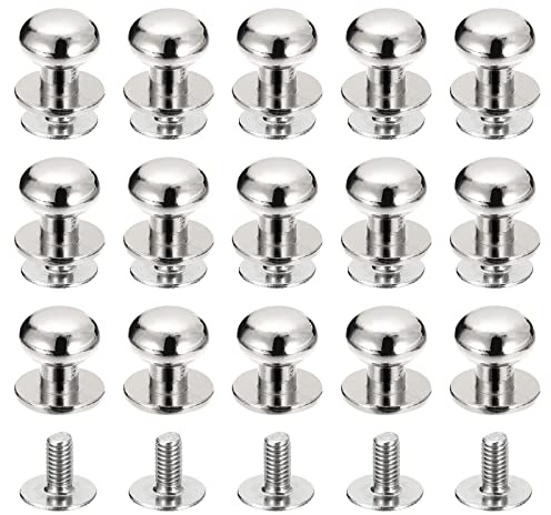 sourcing map 9mm Kugel Kopf Bolzen Nieten Schrauben Hohlnieten Rücken 15 Stück Schraubnieten Rund Kopf Schaltfläche Nippel Niete für Basteln Leder Handwerk Handtasche Gürtel Silberton