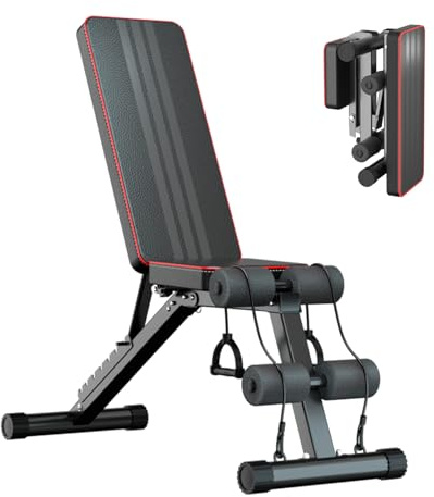 Panana Adjustable Weight Bench, Foldable Fitness Bench for Home Gym, Incline Flat Decline Utility Bench with 7 Back Positions, Heavy Duty 660lbs Workout Bench for Full Body Training