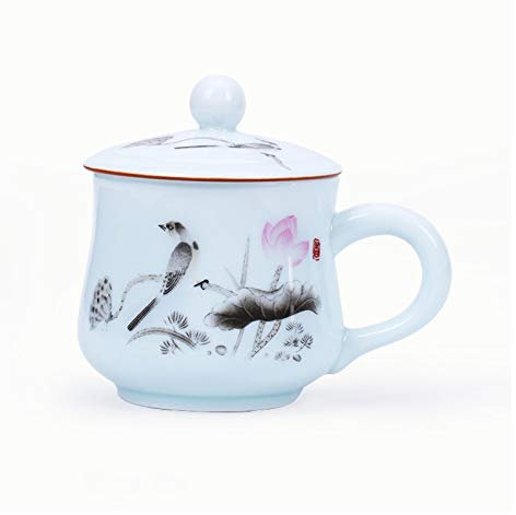 ESOUY Tazza in Ceramica Tazza da caffè Grande con Manico Tazza da caffè Gigante in Ceramica da 15,8 Once Tazza da caffè Grande, Tazza in Ceramica con Coperchio per caffè, tè, 6 opzioni Tazza da tè