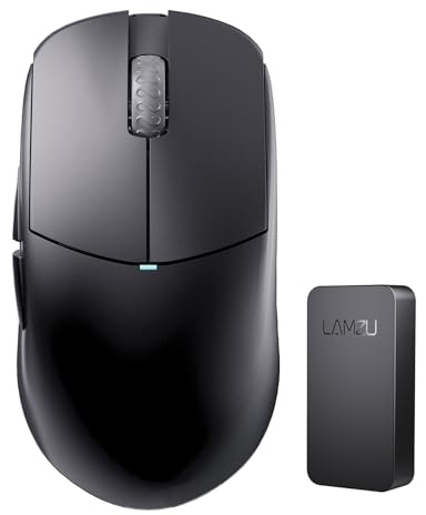 Lamzu Atlantis Mini Souris de Jeu sans Fil 4K, Ultra légère 51 g, Interrupteur mécanique, 26 000 DPI, symétrique, MCU Nordic 52840, TTC argenté, capteur PAW3395, dongle 4K Inclus (Noir)