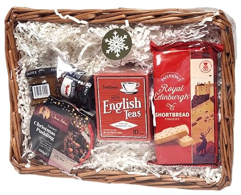 British Delights Gift Set Gourmet Christmas Pudding, Authentic English Teas, and Scottish Shortbread Rounds