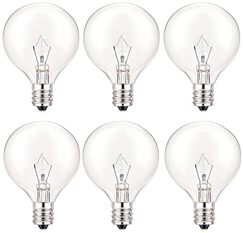SerBion Wax Warmer Bulbs, 40W Candle Lamp, G50 Light Bulbs for Full Size Scentsy Warmer, E12 Candelabra Base for for Chandelier, Ceiling Fan Light, Decorative Vanity Lights, Dimmable, Warm White 6pcs