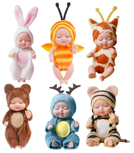 Huayeex 6 Piezas Muñecas Reborn, Muñecas De Renacimiento con Ropa, Bebés De PVC, Juguetes Realistas para Niños Y Niñas De 1 A 3 Años
