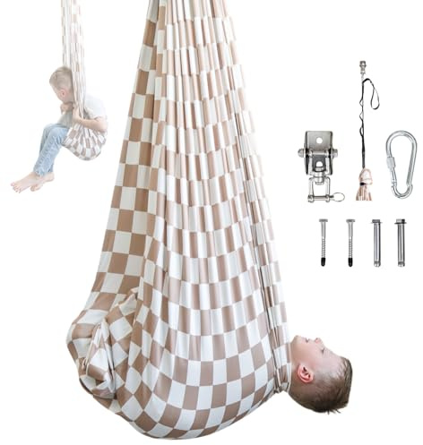 Bouncee Sensory Swing I 55x60 Indoor or Outdoor Hammock I Special Needs I Autism Sensory I Relaxing Calming Pod I Holds up to 200 Pounds I Tan