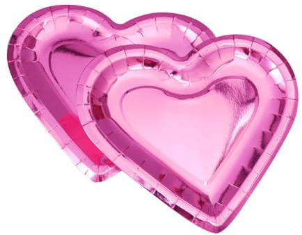 Lot de 24 Assiettes en Carton épaisses en Forme de cœur pour la Saint-Valentin, Anniversaire, Mariage, Romantique, Rose